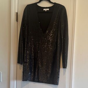 IRO Black Sequin Long Sleeve Dress